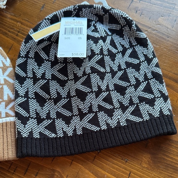 Michael Kors Black and Tan Logo Beanie Set - Picture 3 of 3